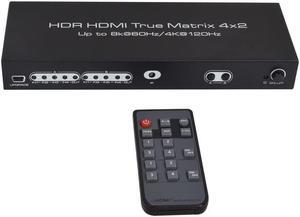 8K @60Hz HDR HDMI True Matrix 4x2, 4K @120Hz 4 in 2 Out HDMI Splitter Switcher HDMI Matrix Switch Box V2.1 Speed switcher, Suitable for PS4 HD TV Computer Monitor