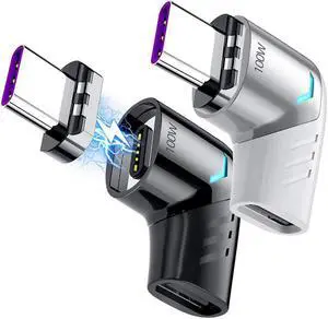 Magnetic USB C Adapter (2 Pack) Type C Connector Right Angle Support USB PD 100W Quick Charge & 480Mb/s Data Transfer Compatible with USB-C Mobile Phone,Laptops&Tablets Magnetic USB C Adapter (2 Pack) Type C Connector Right Angle Support USB PD 100W Quick Charge & 480Mb/s Data Transfer Compatible with USB-C Mobile Phone,Laptops&Tablets