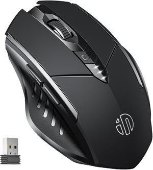 Wireless Mouse Rechargeable, [Upgraded], Ergonomic Silent Click USB 2.4G Cordless Mouse for Laptop PC Computer Tablets, 6 Buttons, 1600DPI 3 Adjustment Levels, Battery Level Visible, Black