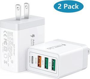 35W USB C Fast Charger, Upgraded 2-Pack 4 Port Durable PD 20W QC 3.0 with USB A Wall Charger Block for i-P-h-o-n-e 12/13/14 /Pro Max, XS/XR/X, i-P-a-d Pro, Android Smartphones (White)