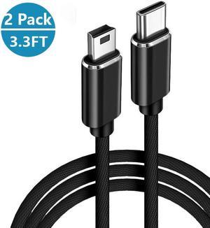 [2 Pack] Mini USB to USB C Cable, Type C to Mini USB B High Speed Adapter Converter Cable Cord Compatible with M-a-c-B-o-o-k Air/i-P-a-d Pro/i-M-a-c Pro/H-P De-ll XPS/Chromebook/Digital Camera (1M)