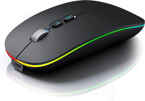 thumbnail image 2 of Dual-M Bluetooth Wireless + USB Dongle Optical Mouse – Rechargeable RGB – For PC Laptop (Model OFF-2.4) 2 of 4