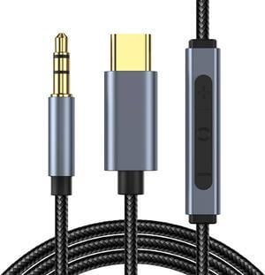 USB C to 3.5mm Aux Jack Audio Cable, Type C Adapter to 3.5mm Headphone Stereo Cord Car Audio Converter with Mic and Volume Control for Speaker/Headphone/Smartphones etc..