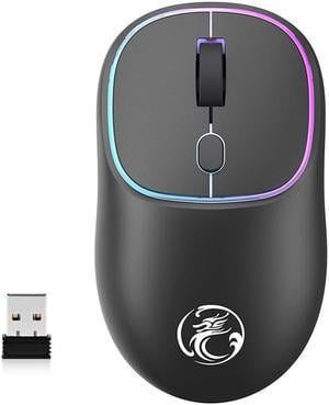 7-Color Luminous Rechargeable Wireless Mouse, Silent Wireless Mouse, Stable 2.4G Wireless Mice with LED Light, Portable Type-C Port Mouse for Windows, Mac, Laptop, Desktop (Black)