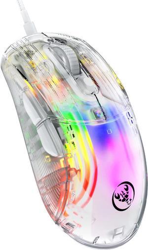 USB Wired Gaming Mouse, PC Gaming Mice with Transparent Chroma 3D RGB Lighting, Max 1,2800 DPI High Precision, Multi-Button Ergonomic Design, Wired Computer Mice for Windows/Mac,PC,PS5, Laptop