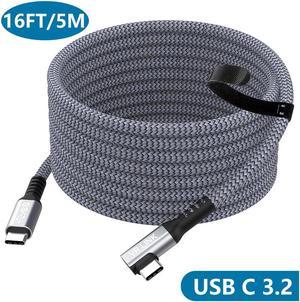 16FT / 5M USB C to USB C VR Link Cable Accessories Compatible for Oculus/Meta Quest 2/1, USB 3.2 Gen 1 Type C to USB C Charging Cable, 90 Degree 5Gbps Fast Data Transfer for VR Headset Gaming PC.