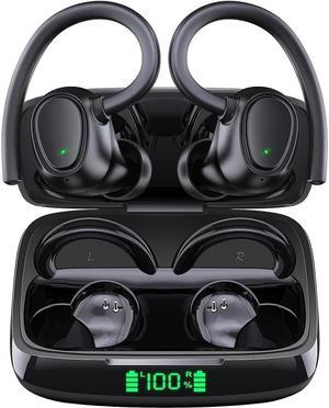 True Wireless Earbuds, Bluetooth 5.3 TWS Ear Buds 42Hrs Playtime Bluetooth Headphones with Charging Case Stereo Bass Over-Ear Earphones with Earhooks Built-in Mic Waterproof Headset for Sports