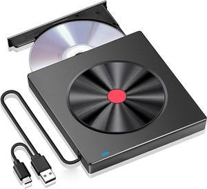 External CD Drive, DVD Drive CD/DVD +/-RW ROM Burner, USB 3.0 Type C CD Reader Rewriter, Portable Slim DVD Player for Laptop Ma-c-book Pro Air PC i-M-ac Windows XP/Vista/7/8/10/11, MacOS