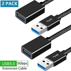 [2 PACK] USB 3.0 Extension Cord 3.3ft / 1M, USB Type A Male to Female USB 3.0 Extension Cable Nylon Braided High Data Transfer USB 3.0 Cable Compatible with USB Keyboard,Mouse,Flash Drive, Hard Drive