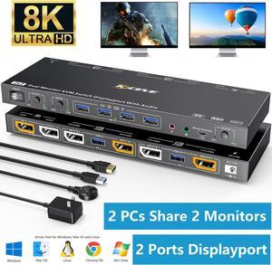 KVM Switch HDMI 2 Port Box, AIMOS USB and HDMI Switches 4 USB Hub, UHD 4K  @30Hz, for 2 Computers Share Keyboard Mouse and one HD Monitor 