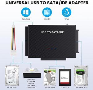 USB A & USB C to SATA IDE Adapter External Hard Drive Connector Converter for Universal 2.5 3.5" HDD SSD Hard Drive Disk Optical Drive (US Plug)