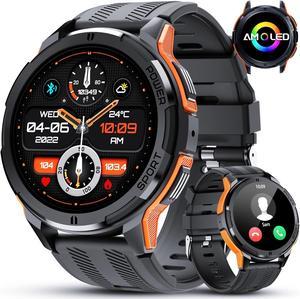 Smart Watches for Men, 1.43" HD Touch Screen Military Smart Watches for Men, 5ATM Waterproof Smart Watch for Android iOS, 123 Sports Modes Fitness Trackers, Bluetooth Call(Answer/Dial Calls/BT5.0)