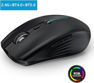 Gaming Mice, Bluetooth Wireless Mouse - (BT4.0/BT5.0+2.4G) Tri-Mode High Performance Wireless Mouse, Rechargeable, Quiet Click ,3 Adjustable DPI, Multi-Device Compatibility for Laptop, Computer