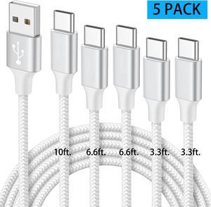 IHDAPP USB C Cable 5-Pack 3ft/3ft/6ft/6ft/10ft, USB A to USB C Charger Cable Fast Charging Cord Braided Cable for i-Phone 15 Pro Max Plus, for Sam-s-ung Galaxy S20 S10 Note 10 9, Pixel, Mo-to, L-G