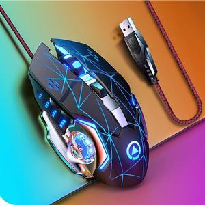 IHDAPP USB Wired Gaming Mouse, PC Gaming Mice 7 Color RGB LED Backlight Plug and Play Adjustable 3200 DPI, 6 Buttons Computer Peripheral Devices USB Mouse for Windows/PC/Mac/Laptop