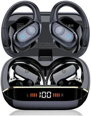 IHDAPP Wireless Earbuds Bluetooth 5.4 Headphones 75H Playtime Stereo Deep Bass Sports Ear Buds with Earhooks, LED Display Bluetooth Earbuds with 4 ENC Mic, IP7 Waterproof Earphone for Workout/Running