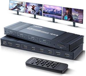 IHDAPP 4x4 HDMI Matrix Switch 4K 30Hz, 4 in 4 Out HDMI Switch with Remote Supports HDR, 3D, HDMI 1.4, HDCP 1.4, Downscaler 4K & 1080P, 4 Way HDMI Splitter Switch for Fire TV Stick, X-boX, PS4/5