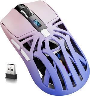 IHDAPP Wireless Gaming Mouse, 10000 DPI, Tri-Mode 2.4GHz/Bluetooth/Wired Mouse, 6 Buttons, Digital Display, Silent Mice, Rechargeable, Customizable Macro and RGB Backlight for PC/Mac/Laptop (Purple)