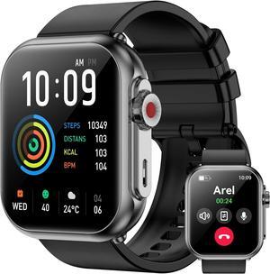 IHDAPP Smart Watch for Men Women, 1000mAh Battery 100-Day Standby Time, 1.85" HD Screen Fitness Tracker, 110+ Sport Modes, IP68 Waterproof, Heart Rate/Sleep Monitor, Fitness Watch for Android/iOS