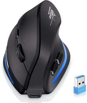 IHDAPP Ergonomic Wireless Mouse, Bluetooth Vertical Mouse with LED Light, Control Up to 3 Devices (BT5.0+BT5.0+2.4GHz), Adjustable DPI 2400/1600/1000, Bluetooth Mouse for PC, Laptop, Mac, Windows