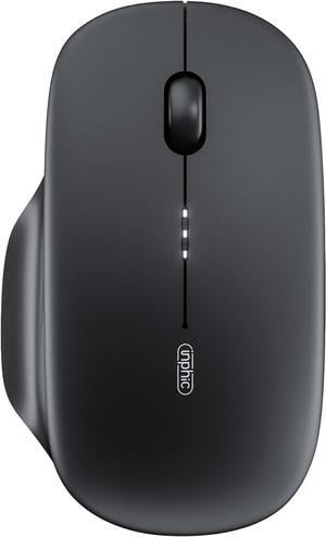 IHDAPP Portable Bluetooth Mouse, Tri-Mode (BT1/BT2+2.4G) Wireless Mouse Rechargeable with Thumb Rest | Visible Battery Indicator | Ultra-Slim & Lightweight Mice for PC/Computer/Laptop (Black)