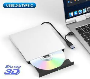 IHDAPP External Blu Ray Drive, Support 50G Disc Read/Write Bluray Drive, Portable 3D Blu Ray Burner with USB 3.0 & Type-C, External CD DVD Drive for Windows XP/7/8/10/11 MacOS for Laptop, Desktop, Mac