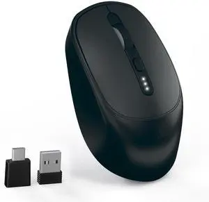 IHDAPP 2.4G Wireless Mouse, Wireless Rechargeable Mouse | Battery Indicator | 2.4G Silent Portable Mouse | 4-Level DPI Adjustable (800/1200/2400/3200) | Computer Mouse For Laptops, PC-Black