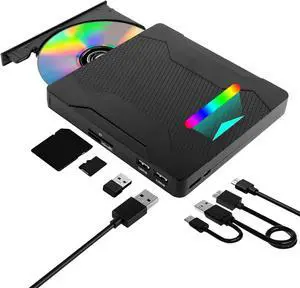 IHDAPP External CD DVD Drive for Laptops, External DVD Burner and Player, USB 3.0 Type-C External CD/DVD Drive for Laptop PC, DVD CD+/-RW External Optical Drives for Windows 11/10/8/7/XP/Linux/MacOS