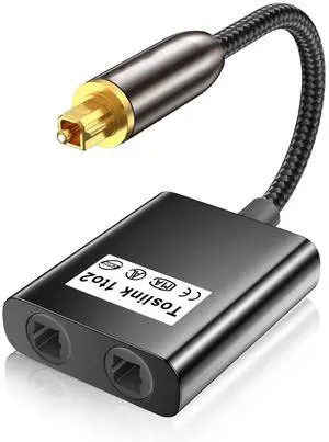IHDAPP Optical Audio Splitter 1 in to 2 Out Toslink Splitter Optical Adapter Cable, Optical Splitter 1 to 2 Toslink Cable Adapter, Ideal for Home Theatre and More - Black