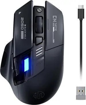 IHDAPP A9 V2 Explorer Wireless Mouse, Tri-Mode 2.4G/Type-C Wired/Bluetooth Gaming Mouse, Rechargeable, 12800 DPI, RGB light, visible battery indicator, for Laptop/PC/Computer