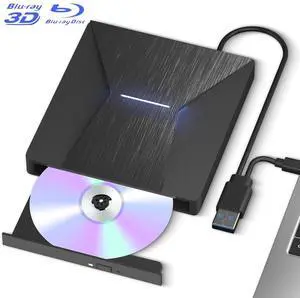 IHDAPP External Blu-ray Drives for Laptop, External Blueray/dvd Drive for PC, USB 3.0 & Type-C Bluray Burner, CD DVD Blu Ray Disc Reader Writer Compatible with Windows XP/7/8/10, MacOS Laptops Desktop