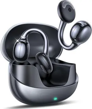 IHDAPP Clip-On Earbuds, Wireless Open Ear Earbuds Headphones with Auto L-R Recognition, Omni Tap Control, Immersive Sound, and Ultra-Light 4.9g Fit, Comfortable for Workouts and Daily Use (Black)