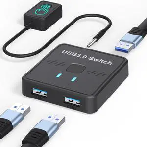IHDAPP USB 3.0 Switch, USB Splitter, USB Switch Selector Bi-Directional 2 in 1 Out/1 in 2 Out, Share USB Devices Between 2 Computers for Printer, Keyboard, Mouse with 2 USB Cables & Desktop Controller IHDAPP USB 3.0 Switch, USB Splitter, USB Switch Selector Bi-Directional 2 in 1 Out/1 in 2 Out, Share USB Devices Between 2 Computers for Printer, Keyboard, Mouse with 2 USB Cables & Desktop Controller