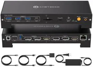 IHDAPP USB C KVM Docking Station Switch 3 Monitors 2 Computers with 100W PD Supply Hybrid Displayport and HDMI KVM Triple 4K60Hz or Dual 4K144Hz Extended Display for Laptop and PC Share 15 in 1 Dock