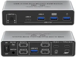 IHDAPP USB C HDMI KVM Switch 2 Monitors 2 Computers, 4K@60Hz Dual Monitor HDMI KVM Switches for 2 PC/Laptops Share 2 Monitors & Mouse Keyboard,4 USB3.0 Devices, Support 100W Charging for Laptop IHDAPP USB C HDMI KVM Switch 2 Monitors 2 Computers, 4K@60Hz Dual Monitor HDMI KVM Switches for 2 PC/Laptops Share 2 Monitors & Mouse Keyboard,4 USB3.0 Devices, Support 100W Charging for Laptop