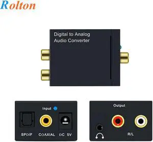 Coaxial Optical Fiber Toslink Digital to Analog L/R RCA 3.5mm Jack Audio Converter SPDIF Digital Audio Decoder Stereo Amplifier