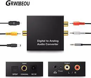 Toslink Coaxial Optical Fiber Digital to Analog Audio AUX 3.5mm Jack RCA L/R Converter SPDIF Digital Audio Decoder Amplifier