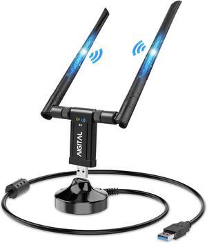 1200Mbps USB WiFi Adapter Wireless Network Adapter for Laptop/Computer/Notebook with Extension Cable and Base, Compatible with Windows 11/10/8/7/XP & Mac OS X