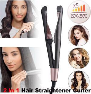 Hair Straightener and Curler, 2 in 1 Straightener and Curling Iron, Titanium Flat Iron for Hair Professional