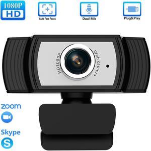 1080P Webcam with Microphone, TROPRO HD PC Desktop Computer MF Web Cam with 180° Ajustable Clip, 360°Rotatable USB Smart TV Web Camera for Skype, Live Steam, Video Chat, Recording, Conferencing