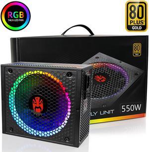 ATX Power Supply 550W Fully Modular 80+ Gold Certified with Addressable RGB Light - Vairous Color Mode, RGB-550W