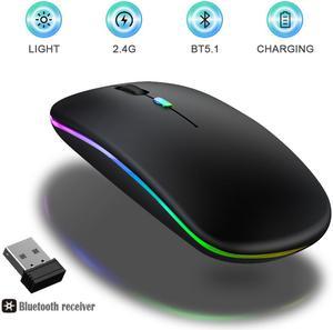 LED Bluetooth Wireless Mouse,Bluetooth Mouse for MacBook Pro,Bluetooth Mice for MacBook Air,Rechargeable Wireless Mouse for MacBook, Laptop, Mac,ipad,ipad Pro (Black)