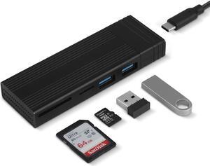 M.2 NVME SATA SSD Enclosure Adapter Tool-Free, RTL9210B Chips, USB C 3.1 Gen 2 10Gbps NVME, 6Gbps SATA PCIe M-Key(B+M Key) with 2 USB Ports, SD/TF Card Reader