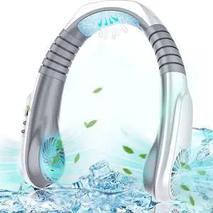 Personal Cooling Portable Neck Fans,Refrigeration Chip Air Cooler Neck Fan Personal AC Cooling Fan Hands-Free Fan,USB Quiet Portable Fan for Outdoor Sports Commuting (White)