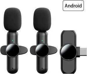 Mini Wireless Lavalier Microphone Audio Video Recording 2 Mic For Android