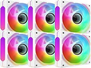 120mm RGB Case Fan with Fan Hub and Remote,Motherboard Aura SYNC,Speed Control,ARGB Fan for PC Case-6 Pack
