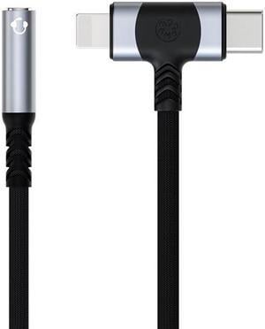 Lightning & USB-C to 3.5 mm Headphone Jack Adapter 2-IN-1 Headphone Adapter for iPhone Type C to 3.5mm Female Headphone Jack Adapter for ipad/iPhone 14/13/12/11/8/7/Samsung Galaxy/Pixel-MFI Certified