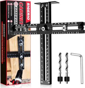 Cabinet Hardware Jig, Sigerio Aluminum Alloy Cabinet Jig for Handles and Pulls on Drawers and Cabinets, Adjustable Cabinet Handle Template Woodworking Tool for Knobs and Handles Installation