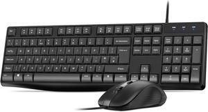TROPRO Wired Keyboard and Mouse Combos, Full Size Computer Keyboard with Numeric Keypad, USB-A Plug-and-Play, Windows MacOS Linux Compatible