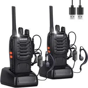 Walkie talkie 2 way radio long range,16 Channel Portable walkie talky adult,rechargeable walkie talkies long distance Handheld Transceiver with LED light and earpiece